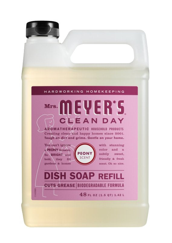 MRS. MEYERS Mrs. Meyer's Clean Day 11408 Dish Soap, 48 fl-oz Bottle, Liquid, Peony, Colorless
