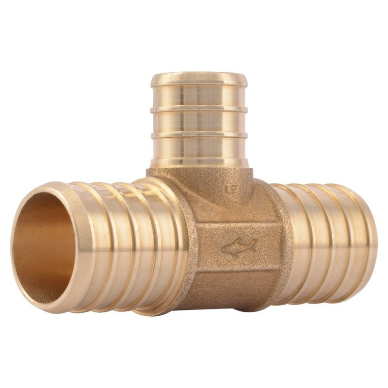 SHARKBITE SharkBite UC416LFA Crimp Reducing Tee, 1 x 1 x 3/4 in, Barb, PEX-A, PEX-B, Brass, Copper, 200 psi Pressure PLUMBING, HEATING & VENTILATION SHARKBITE
