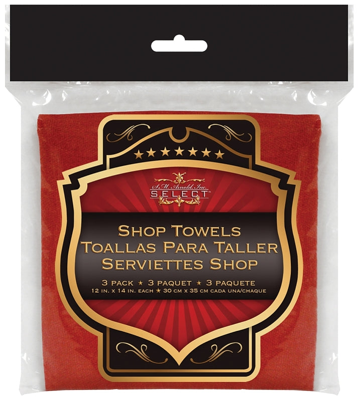 SM ARNOLD SM Arnold SELECT 85-760 Shop Towel, 14 in L, 12 in W, Red AUTOMOTIVE SM ARNOLD