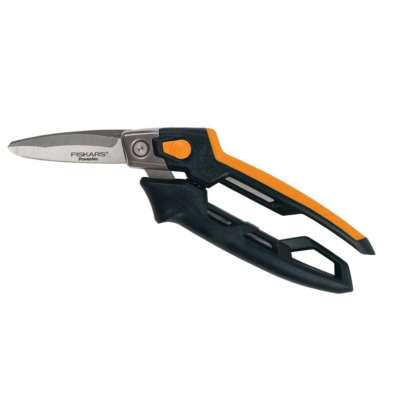FISKARS Fiskars PowerArc Series 710300-1001 Utility Snip, 8-1/4 in OAL, Straight Cut, Stainless Steel Blade, Straight Handle
