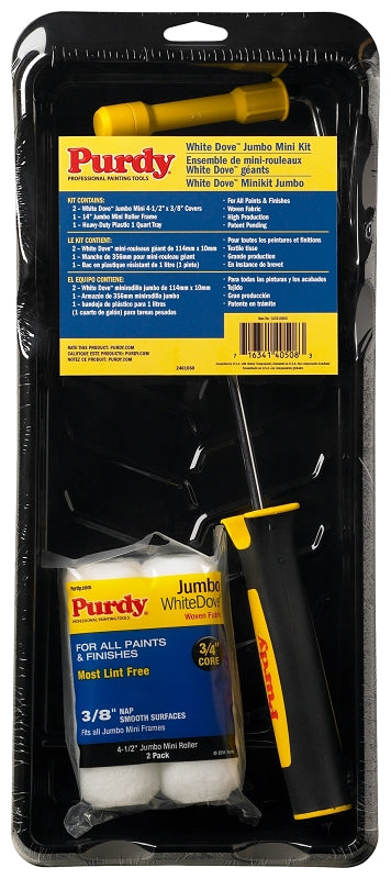 PURDY Purdy WhiteDove 14C810610 Paint Roller Kit, Jumbo Mini, Smooth Surface, Plastic, 4 -Piece PAINT PURDY