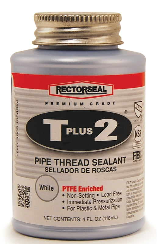 RECTORSEAL Rectorseal T Plus 2 Series 23631 Thread Sealant, 0.25 pt Can, Paste, White
