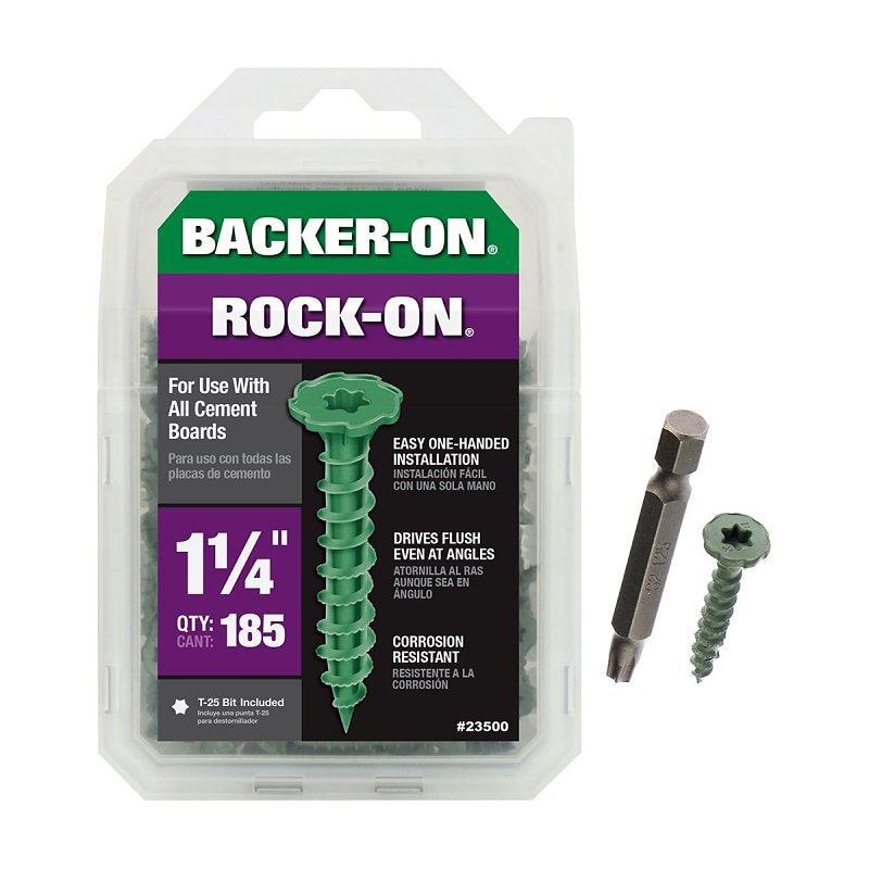 ITW BRANDS - BACKER ON Backer-On Rock-On 23500 Cement Board Screw, #9 Thread, 1-1/4 in L, Hi-Lo Thread, Serrated Head, Star Drive, Sharp Point HARDWARE & FARM SUPPLIES ITW BRANDS - BACKER ON