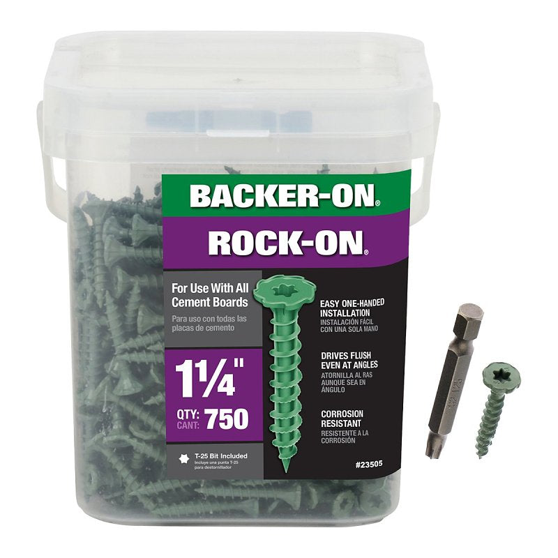 ITW BRANDS - BACKER ON Backer-On Rock-On 23505 Cement Board Screw, #9 Thread, 1-1/4 in L, Hi-Lo Thread, Serrated Head, Star Drive, Sharp Point HARDWARE & FARM SUPPLIES ITW BRANDS - BACKER ON