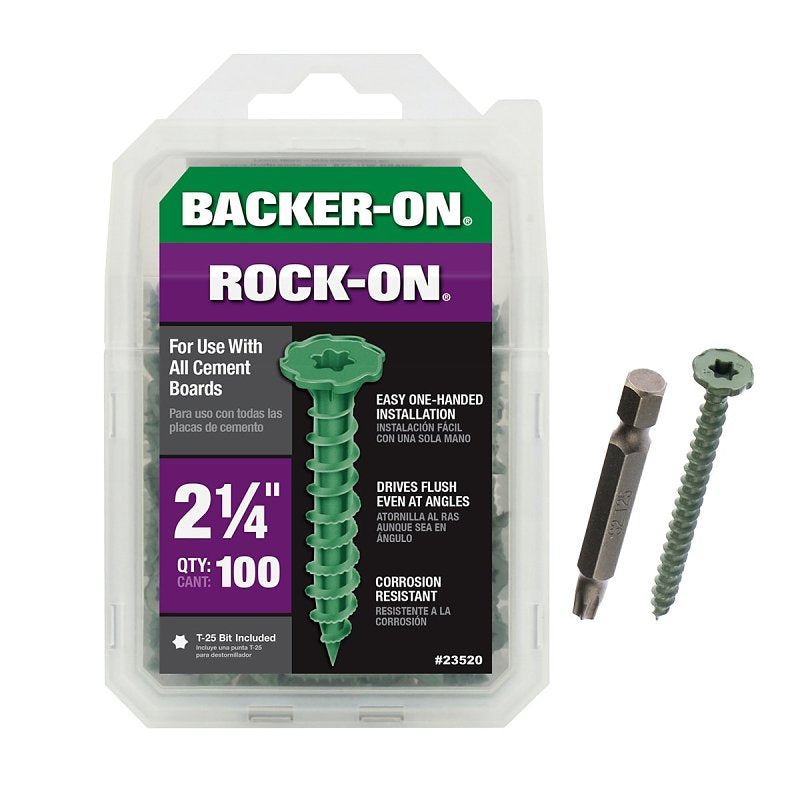 ITW BRANDS - BACKER ON Backer-On Rock-On 23520 Cement Board Screw, #9 Thread, 2-1/4 in L, Hi-Lo Thread, Serrated Head, Star Drive, Sharp Point HARDWARE & FARM SUPPLIES ITW BRANDS - BACKER ON