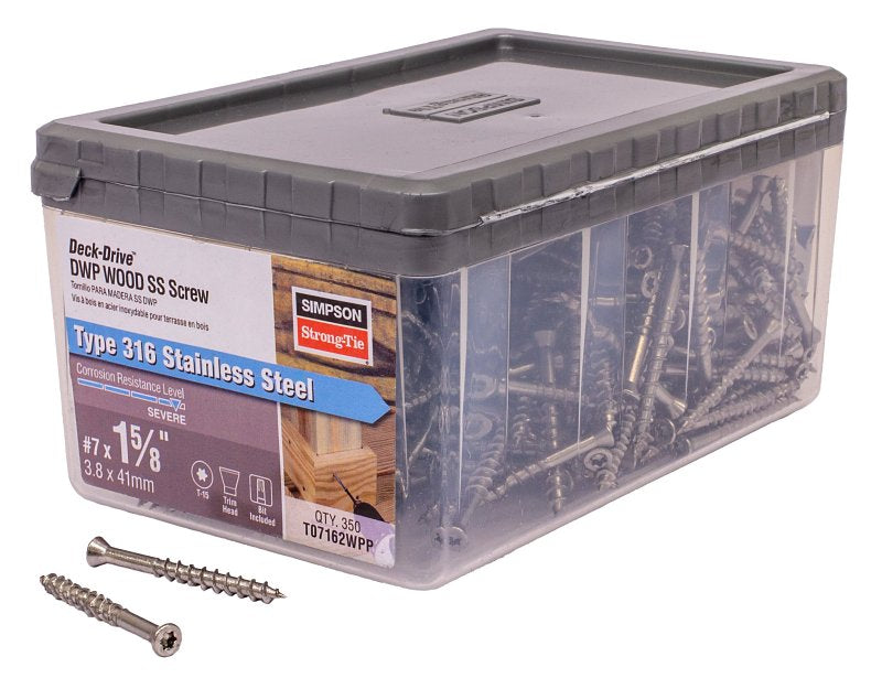 SIMPSON STRONG-TIE Simpson Strong-Tie Deck-Drive DWP T07162WPP Screw, #7 Thread, 1-5/8 in L, Box Thread, 6-Lobe Drive, Flat Head HARDWARE & FARM SUPPLIES SIMPSON STRONG-TIE