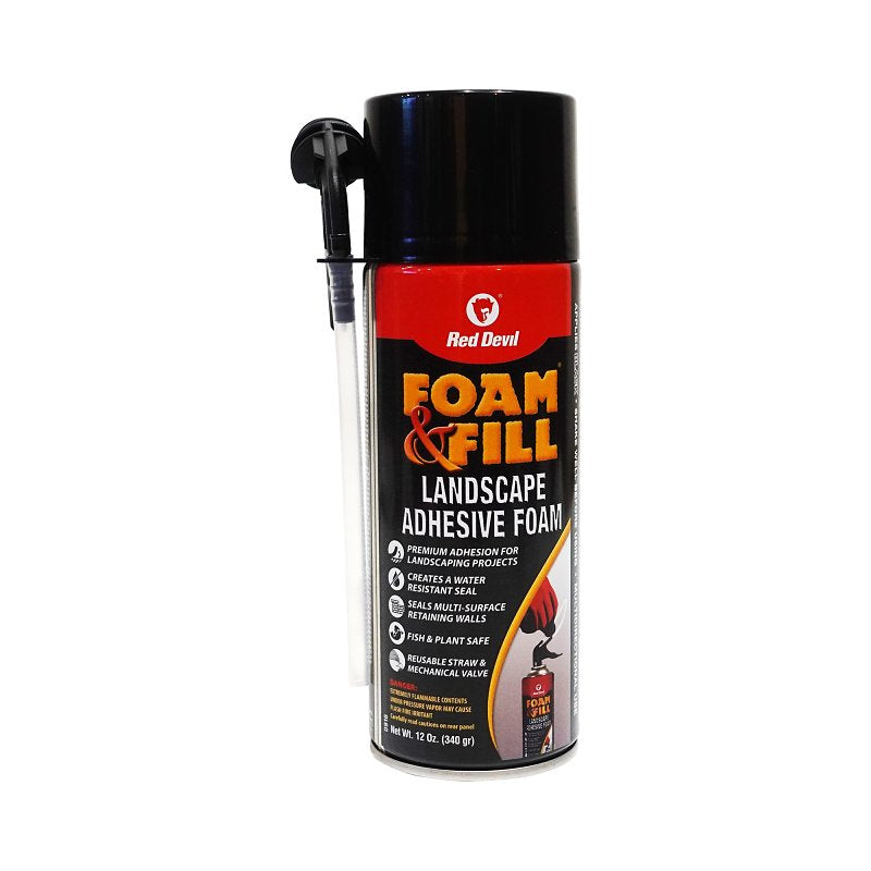 RED DEVIL Red Devil Foam & Fill 0916 Landscape Foam Sealant, Black, 24 hr Functional Cure, 41 to 86 deg F, 12 oz Aerosol Can