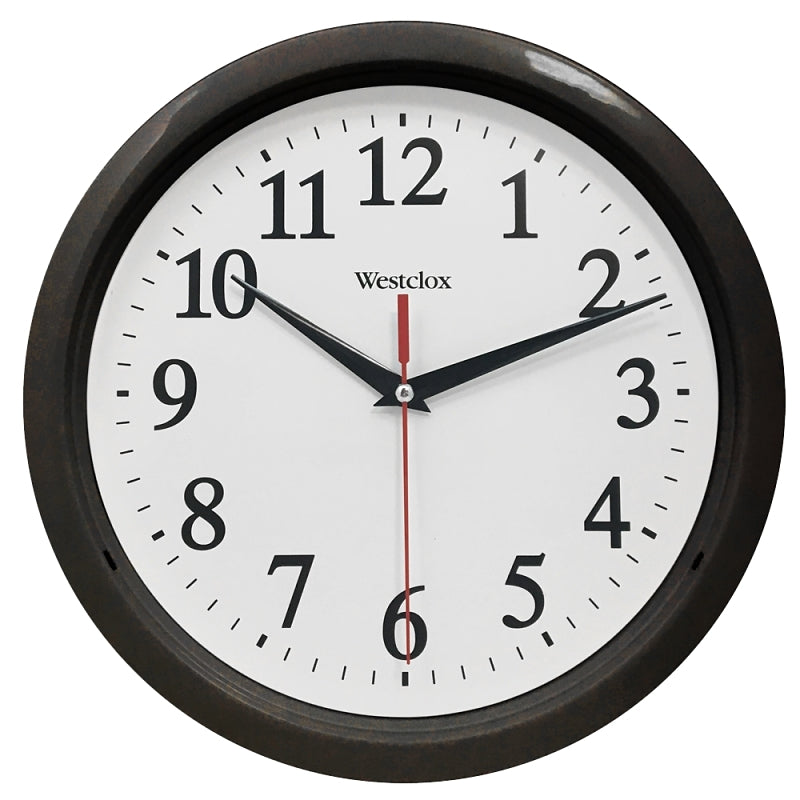 WESTCLOX Westclox 461861 Clock, 10 in Dia, Round, Black Frame, Plastic Clock Face, Analog HOUSEWARES WESTCLOX