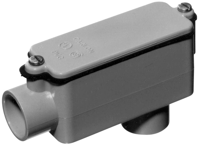 CARLON Carlon E986L Conduit Body, 3 in Hub, 14-7/8 in OAL, PVC, Gray ELECTRICAL CARLON