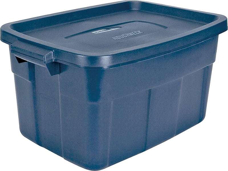 RUBBERMAID Rubbermaid Roughneck RMRT140008 Nestable Storage Box, Polyethylene, Dark Indigo, 23.9 in L, 15.9 in W, 12.2 in H