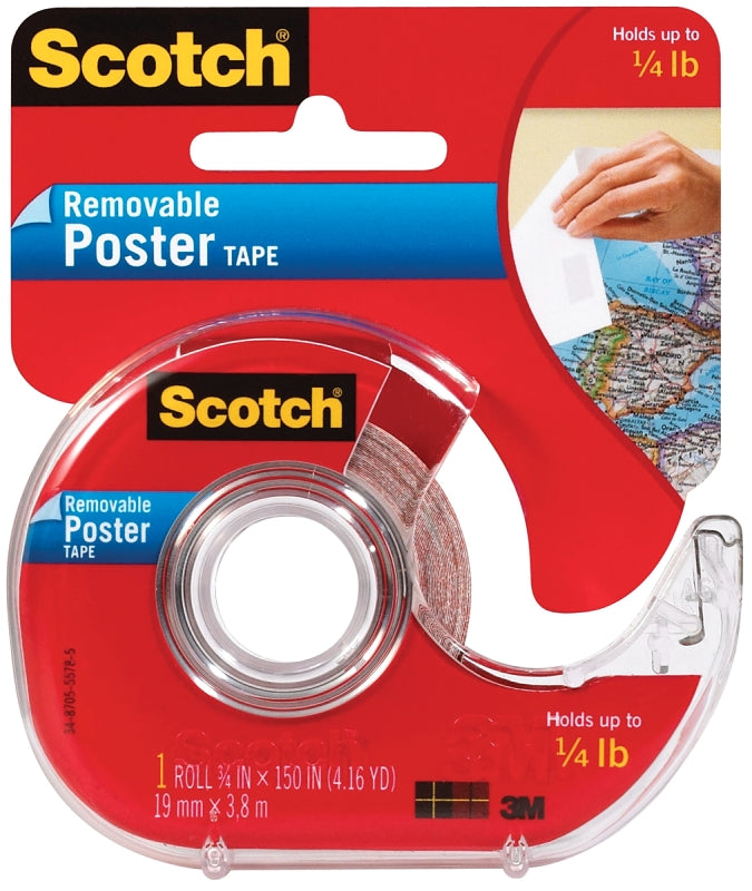 SCOTCH Scotch 109 Poster Tape, 150 in L, 3/4 in W, Clear