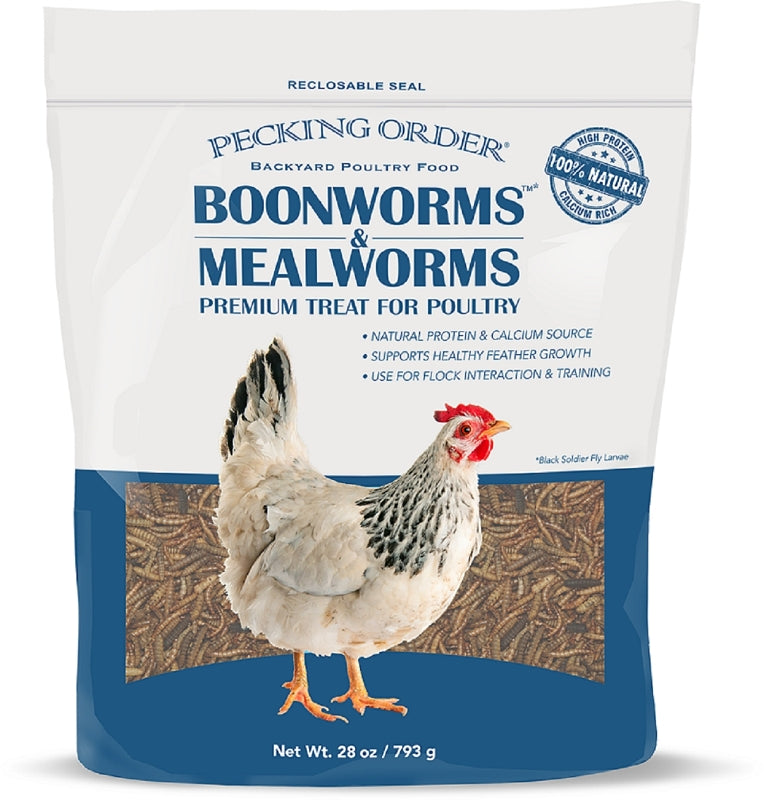 PECKING ORDER Pecking Order 9355 Boonworms and Mealworms Premium Poultry Treat, 28 oz HARDWARE & FARM SUPPLIES PECKING ORDER