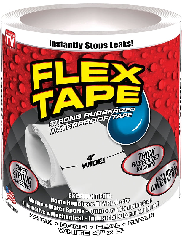 FLEX SEAL Flex Tape TFSWHTR0405 Tape, 5 ft L, 4 in W, Rubber Backing HOUSEWARES FLEX SEAL