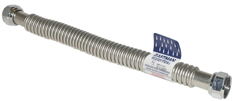 CASH ACME Ez-Flo WaterFlex Series 0437024 Corrugated Flexible Water Heater Connector, 3/4 in, FIP, Stainless Steel, 24 in L PLUMBING, HEATING & VENTILATION CASH ACME