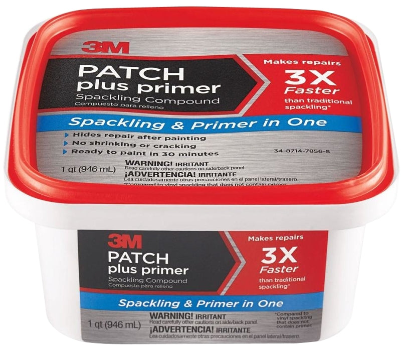 3M 3M PPP-32-BB Patch Plus Primer Spackling Compound, White, 32 fl-oz Square Tub