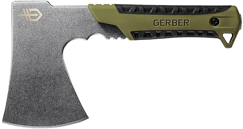GERBER Gerber 31-003482 Pack Hatchet, Stainless Steel Blade, Rubber Handle, Full Tang Handle, Flat Sage Handle, 9.46 in L