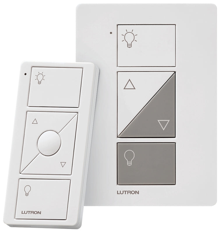 LUTRON Lutron P-PKG1P-WH-R Lamp Dimmer and Remote Kit, 1 -Pole, 120 V, 50/60 Hz, White ELECTRICAL LUTRON