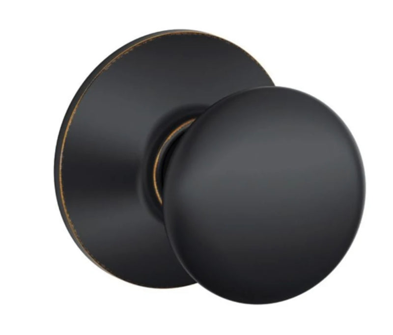 SCHLAGE LOCK Schlage F Series F10VPLY716 Passage Knob, Plymouth, Round, 2-3/4 in Dimensions, Aged Bronze, Reversible Hand HARDWARE & FARM SUPPLIES SCHLAGE LOCK