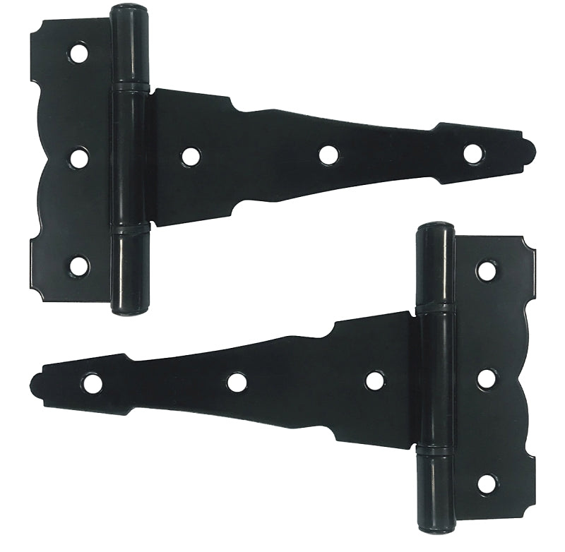 NUVO IRON Nuvo Iron HDTH6BLK/B Heavy-Duty Tee Hinge, 6 in H Frame Leaf, Galvanized Steel, Black, Powder-Coated Satin HARDWARE & FARM SUPPLIES NUVO IRON