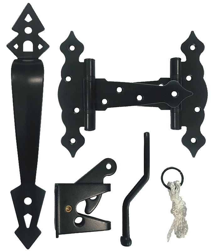 NUVO IRON Nuvo Iron HDWGCKH/B Heavy-Duty Decorative Gate Combo Kit, Galvanized Steel, Black, Powder-Coated Satin HARDWARE & FARM SUPPLIES NUVO IRON
