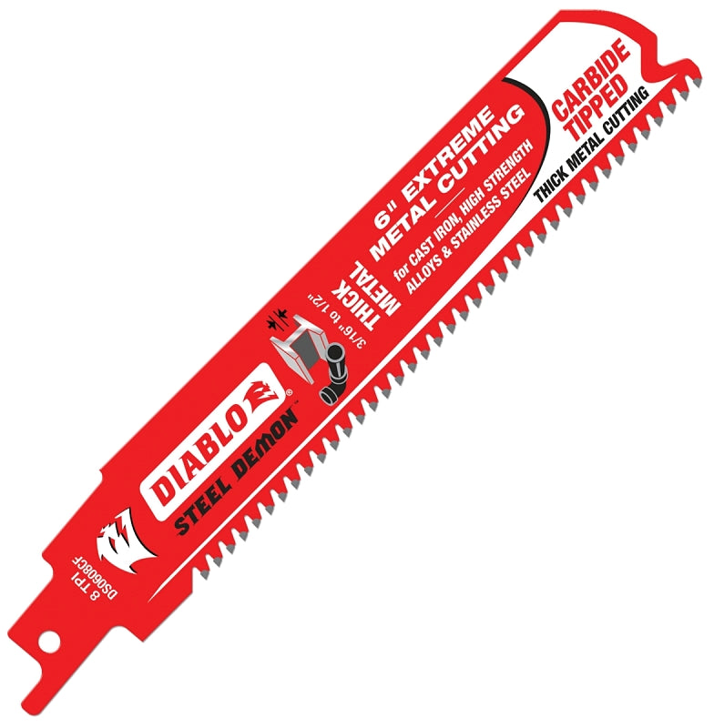 DIABLO Diablo DS0608CF Series Reciprocating Saw Blade, Applicable Materials: Cast Iron, Metal, Stainless Steel, 1 in W, 6 in L TOOLS DIABLO