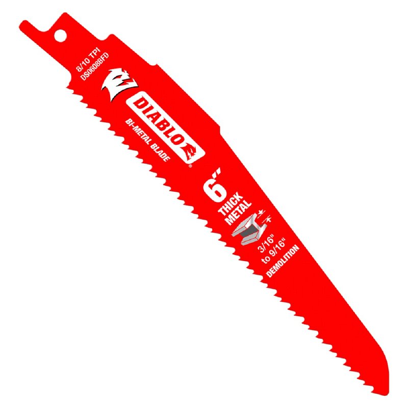 DIABLO Diablo DS0608BFD25 Reciprocating Saw Blade, 6 in L, 8, 10 TPI