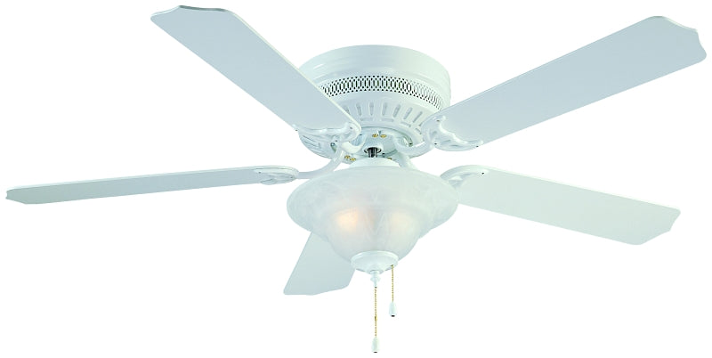 GT-INDUSTRIAL PRODUCTS Boston Harbor CF-B-652+1F242WH Low Profile Ceiling Fan, 5-Blade, Bleached Oak/White Blade, 52 in Sweep, 3-Speed ELECTRICAL GT-INDUSTRIAL PRODUCTS