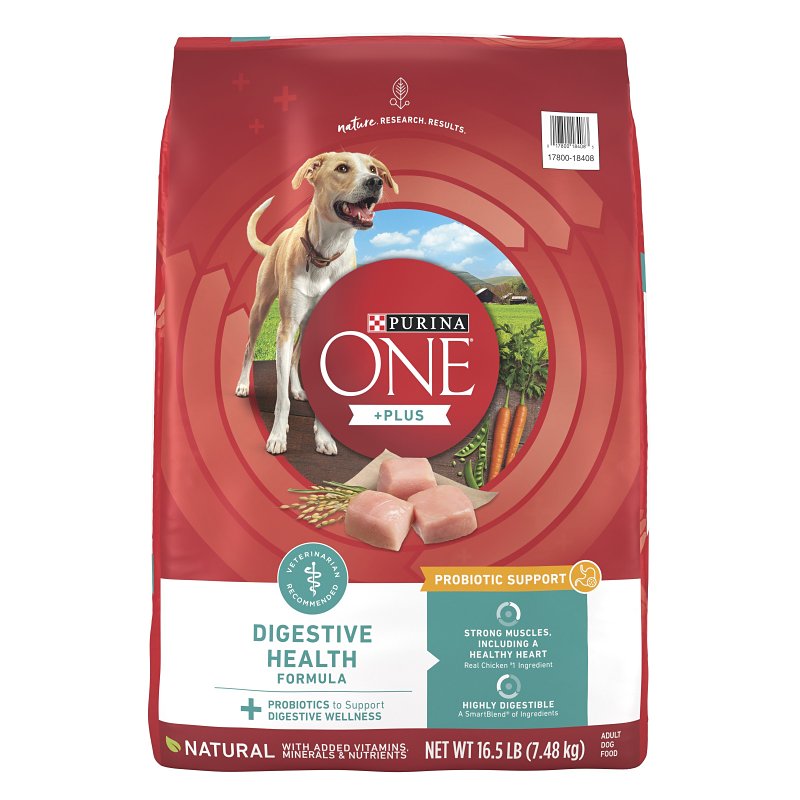 PURINA ONE Tidy Cats ONE +Plus 18408 Dog Food, All Sizes Breed, Diced, Dried, Kibble, 16.5 lb Bag