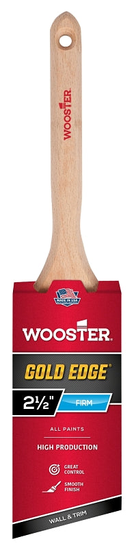 WOOSTER BRUSH Wooster Gold Edge 5231-2-1/2 Paint Brush, 2-1/2 in W, 2-15/16 in L Bristle, Polyester Bristle, Angular Handle