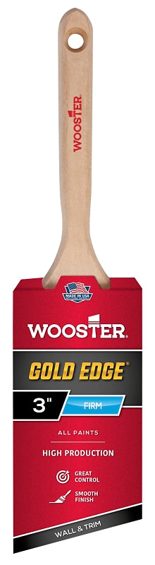WOOSTER BRUSH Wooster 5231-3 Paint Brush, Gold Bristle/White, Beechwood Handle, 3 in W, 2-15/16 in L Bristle, Polyester Bristle PAINT WOOSTER BRUSH