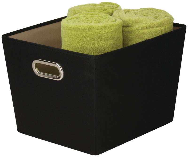 HONEY-CAN-DO Honey-Can-Do SFT-03072 Storage Bin with Handle, Polyester, Black, 15-3/4 in L, 13 in W, 10.8 in H HOUSEWARES HONEY-CAN-DO   