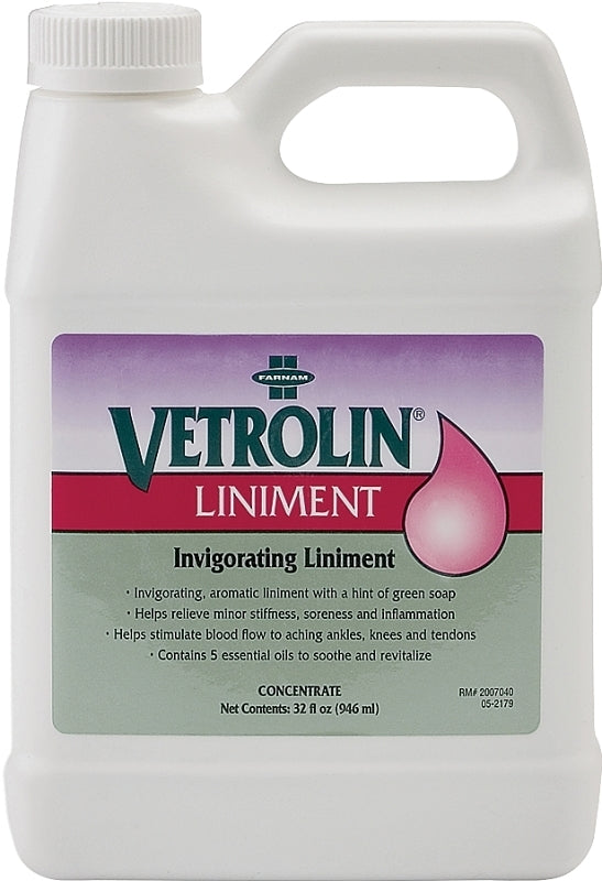 FARNAM Farnam Vetrolin 80192 Invigorating Liniment, Liquid, Transparent Green, Alcoholic Aroma, 32 oz HARDWARE & FARM SUPPLIES FARNAM