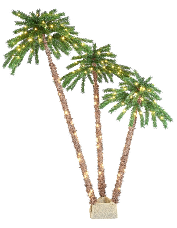 SANTAS FOREST Santas Forest 30860 LED Palm Tree, 3.5 ft W, Mesh Fabric/Metal Frame, Green/Brown, Mini Bulb HOLIDAY & PARTY SUPPLIES SANTAS FOREST