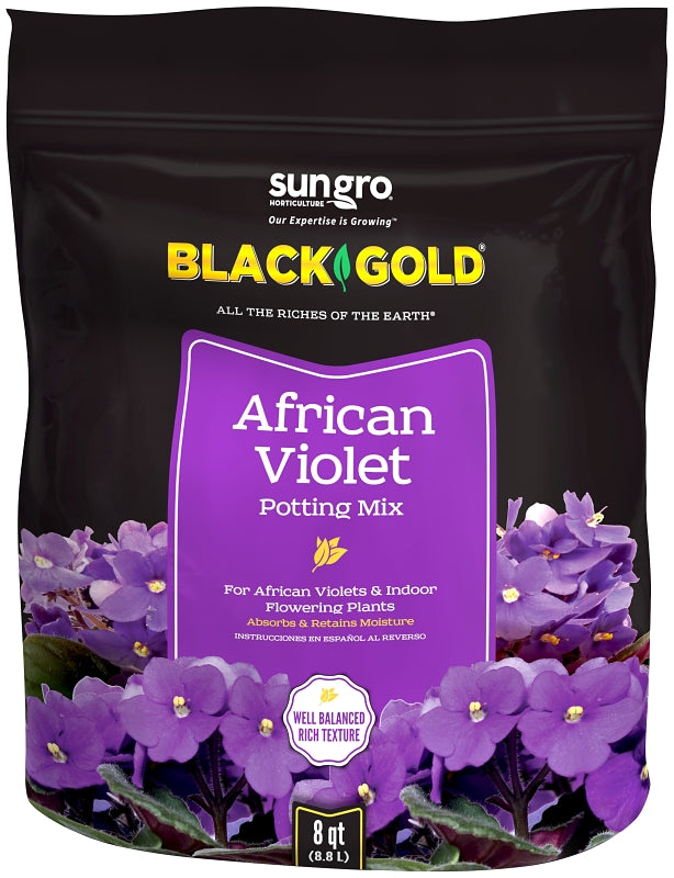 SUN GRO sun gro BLACK GOLD 1410502 8 QT P African Violet Potting Mix, Granular, Brown/Earthy, 240 Bag