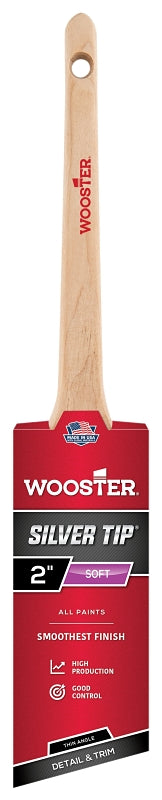 WOOSTER BRUSH Wooster 5224-2 Paint Brush, Silver/White, Birch Hardwood Handle, 2 in W, 2-7/16 in L Bristle, Polyester Bristle PAINT WOOSTER BRUSH