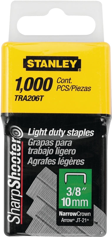 STANLEY STANLEY TRA206T Staple, 29/64 in W Crown, 3/8 in L Leg, Galvanized, 22 ga