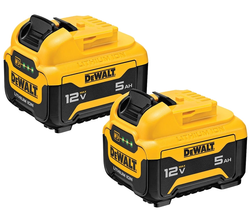 DEWALT DEWALT 12V MAX Series DCB126-2 Battery Pack, 12 V Battery, 5 Ah, 90 min Charging TOOLS DEWALT