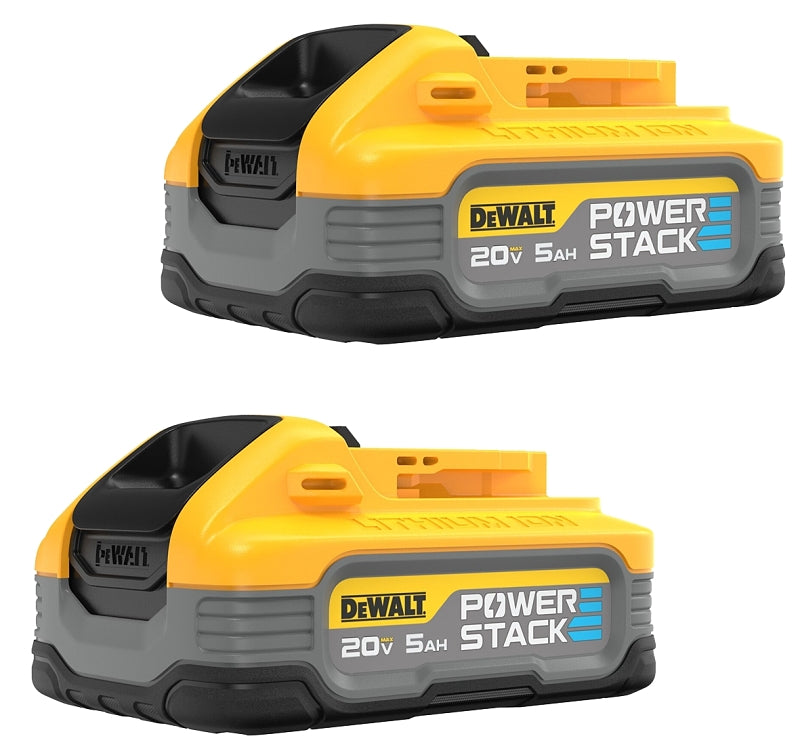 DEWALT DEWALT POWERSTACK DCBP520-2 Battery, 20 V Battery, 5 Ah, 90 min Charging, 2/PK TOOLS DEWALT
