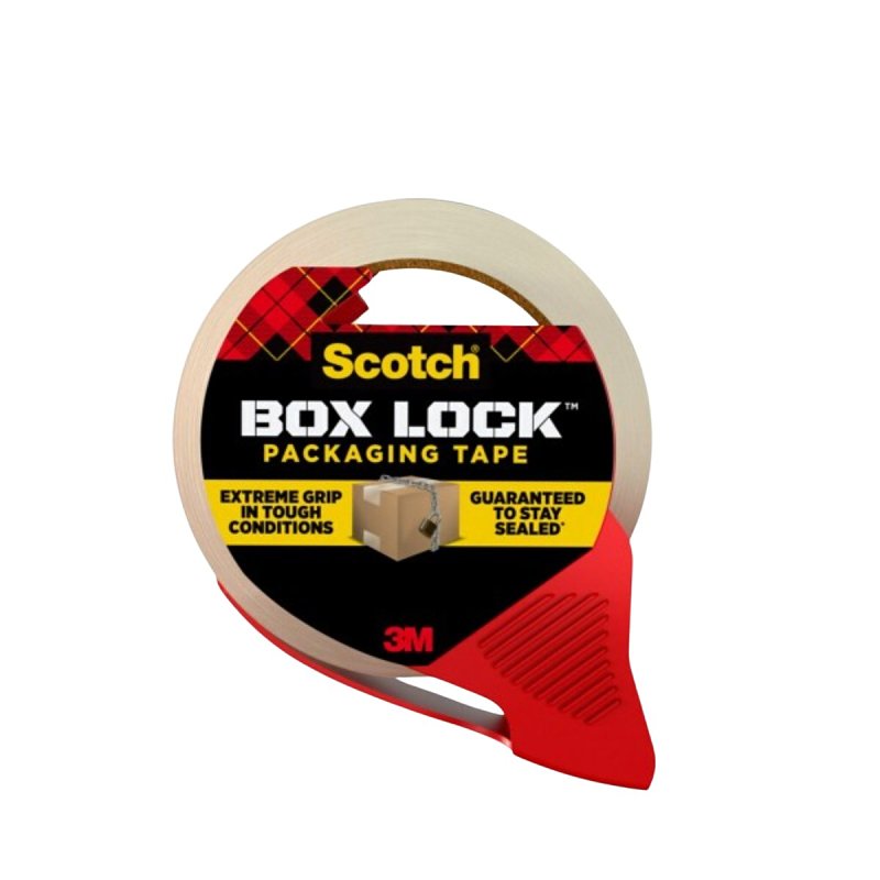 SCOTCH Scotch Box Lock 3950-RD-12WC Packaging Tape, 54.6 yd L, 1.88 in W, Polypropylene Backing, Clear PAINT SCOTCH