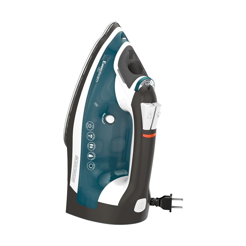 APPLICA CONSUMER PRODUCTS Black+Decker ICR19XS One Step Steam Cord Reel Iron, 1200 W, Blue, Stainless Steel