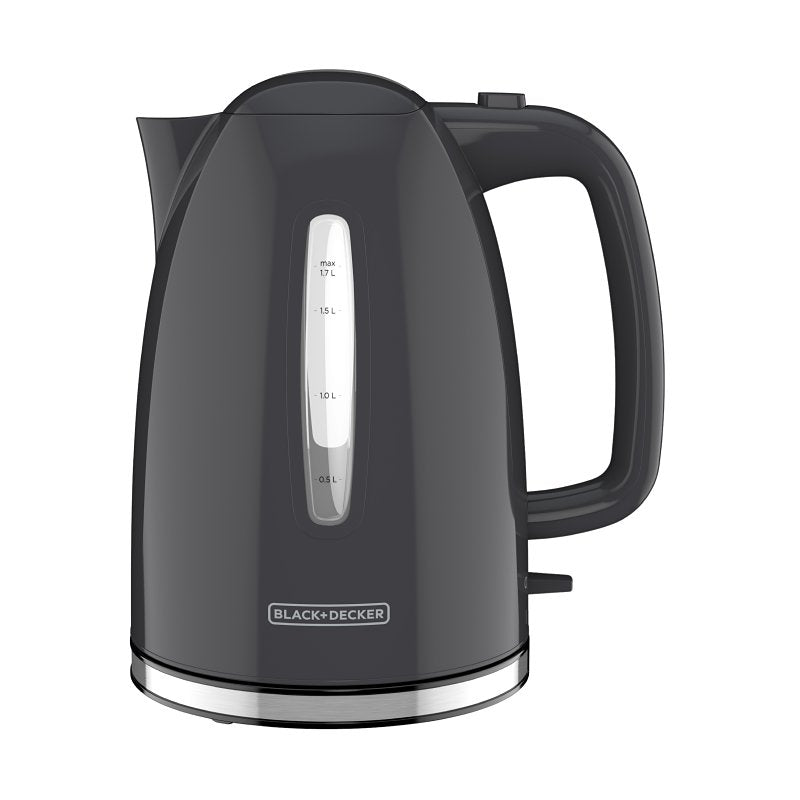 APPLICA CONSUMER PRODUCTS Black+Decker KE1555GY Rapid Boil Electric Kettle, 7 Cup, 1500 W, Gray, 8-1/2 in W, 9-1/2 in H, Automatic Shutoff Control