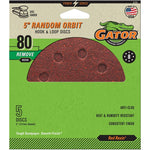 GATOR Gator 3724 Sanding Disc, 5 in Dia, 80 Grit, Medium, Aluminum Oxide Abrasive, Vented