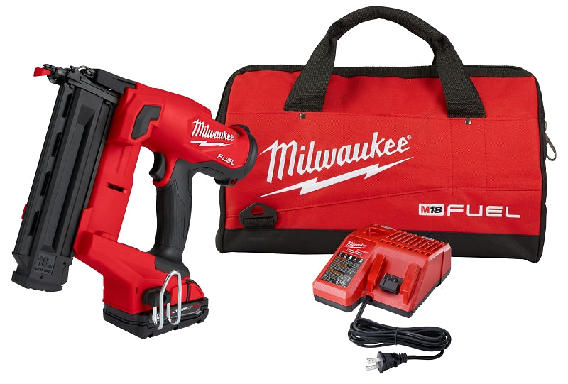 MILWAUKEE Milwaukee 2746-21CT Brad Nailer Kit, Battery Included, 18 V, 2 Ah, 110 Magazine, Glue Collation, 18 ga Nail