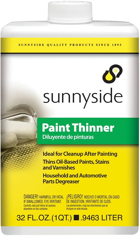 SUNNYSIDE Sunnyside 30432 Paint Thinner, Liquid, Petroleum, Solvent, Clear, 1 qt Can PAINT SUNNYSIDE