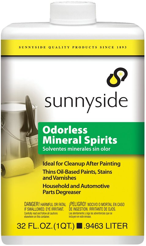 SUNNYSIDE Sunnyside 30332 Mineral Spirit Thinner, Liquid, Mild Petroleum, Solvent, Clear, 1 qt PAINT SUNNYSIDE