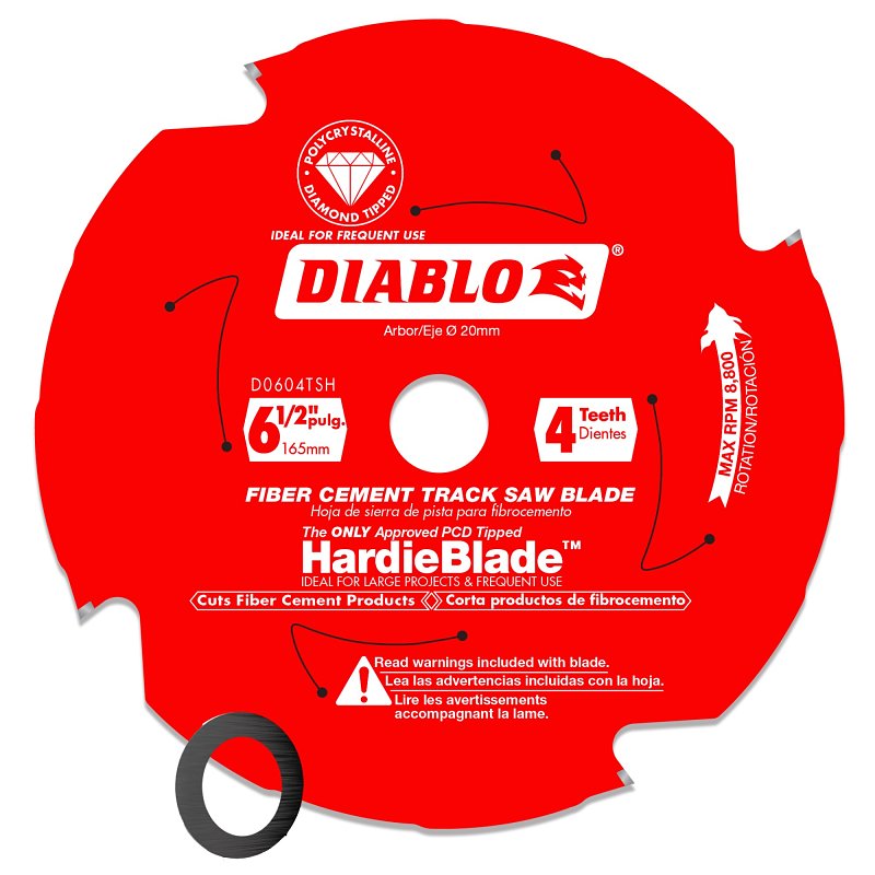 DIABLO Diablo D0604TSH Track Saw Blade, 6-1/2 in Dia, 20 mm Arbor, 4-Teeth, Polycrystalline Diamond Cutting Edge TOOLS DIABLO