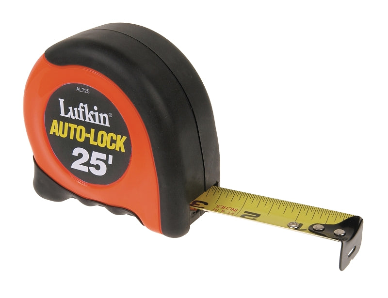 LUFKIN Crescent Lufkin Autolock 700 Series AL725N Tape Measure, 25 ft L Blade, 1 in W Blade, ABS Case, Orange Case ELECTRICAL LUFKIN