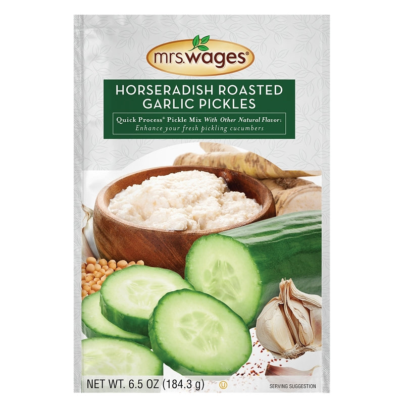 MRS. WAGES Mrs. Wages Quick Process W667-J7425 Pickle Mix, Horseradish Roasted Garlic Flavor, 6.5 oz