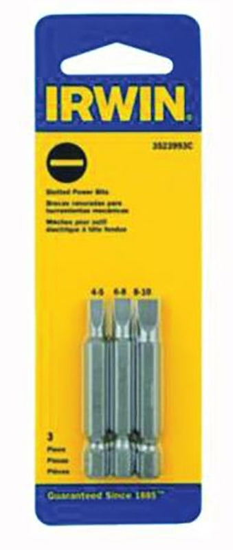 IRWIN Irwin IWAF22SL10122 Power Bit, #10 to 12 Drive, Slotted Drive, 1/4 in Shank, Hex Shank, 1-15/16 in L, S2 Steel