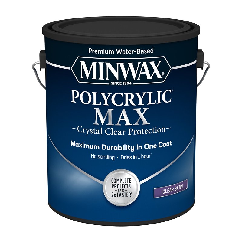 MINWAX Minwax Polycrylic 655555555 Interior Wood Stain, Satin, Clear, Liquid, 1 gal